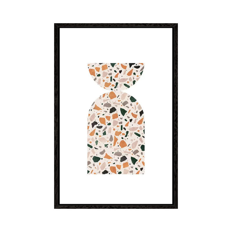 Abstract Terrazzo 1 Piece Painting on Canvas, 152.4cm H x 101.6cm W x 3.81cm D, Black Framed