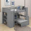 Lit mezzanine double avec lit autonome, bureau et garde-robe-986386225
