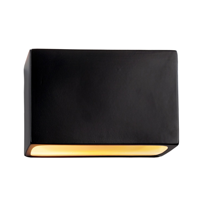 Bergen Beach Ceramic Wall Light, Gloss Black, 8" H x 12" W x 4" D, LED