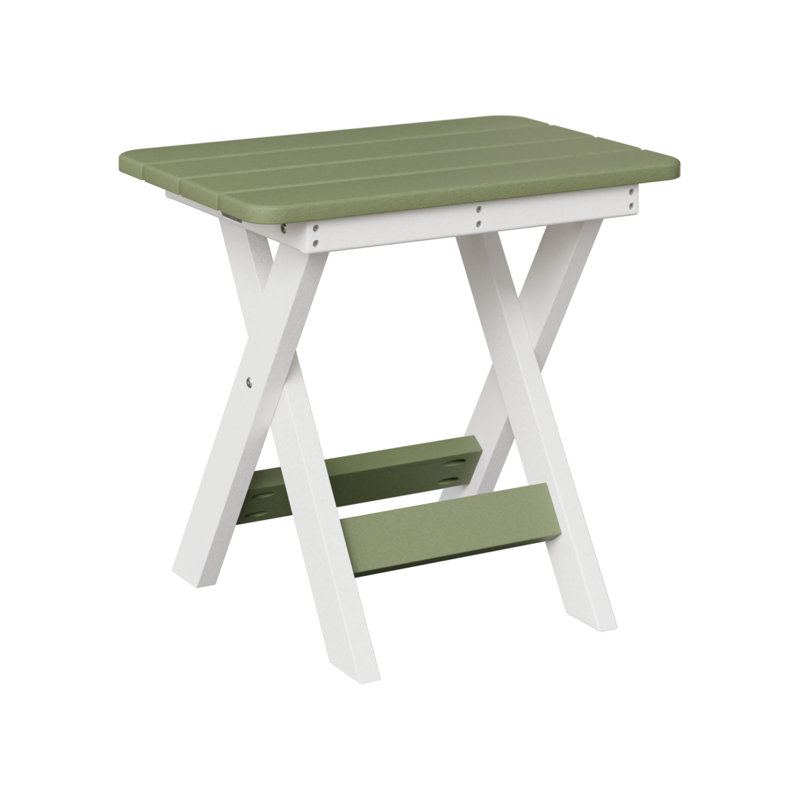Outdoor Rectangle Side Table, Sage/White
