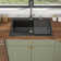33"L x 22"W Quartz Kitchen Sink Black Drop In Single Bowl Kitchen Sink with Two Faucet Holes
