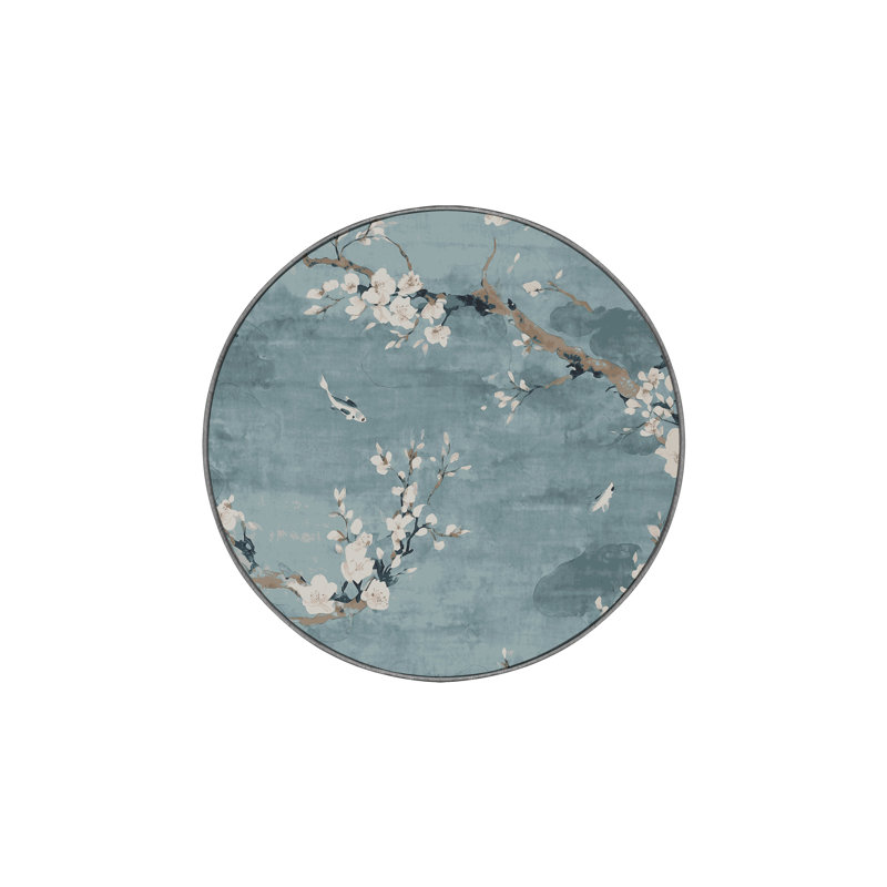 Machine Washable Gray Area Rug, Round 6'
