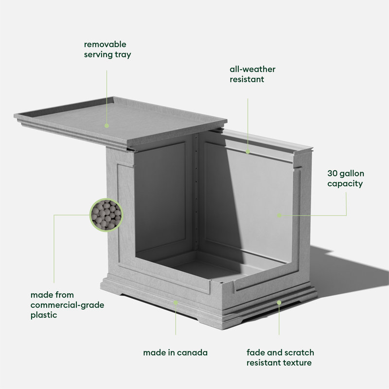 Brixton Series Rectangular Plastic Outdoor Side Table, Grey
