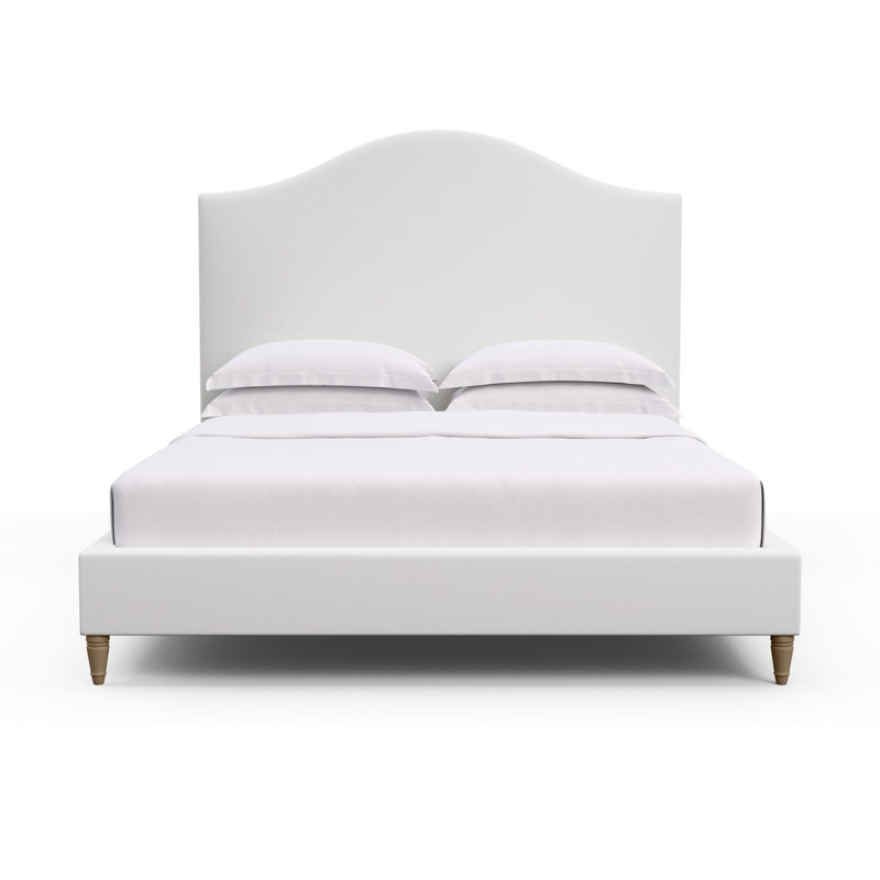 Montague Upholstered Bed, Queen, Box Weave Linen Silver Streak, Weathered