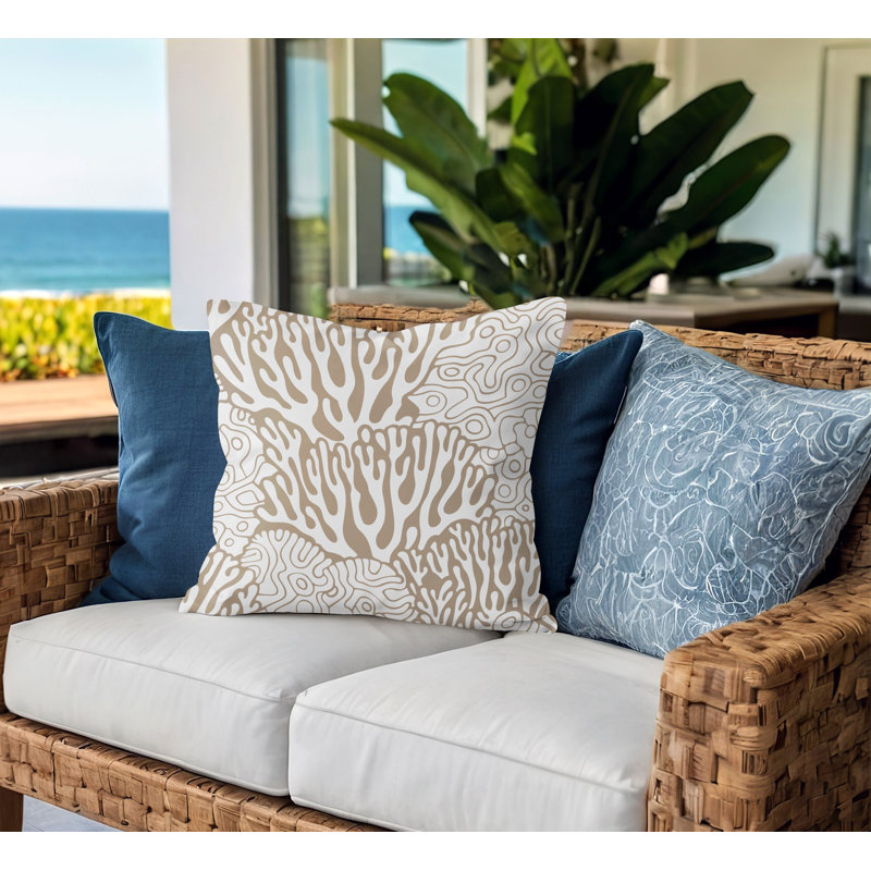 Barnon Outdoor Reversible Throw Pillow, Beige