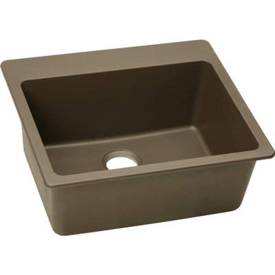 Évier de cuisine à montage sur plan en quartz classique 25 po x 22 po x 9-1/2 po