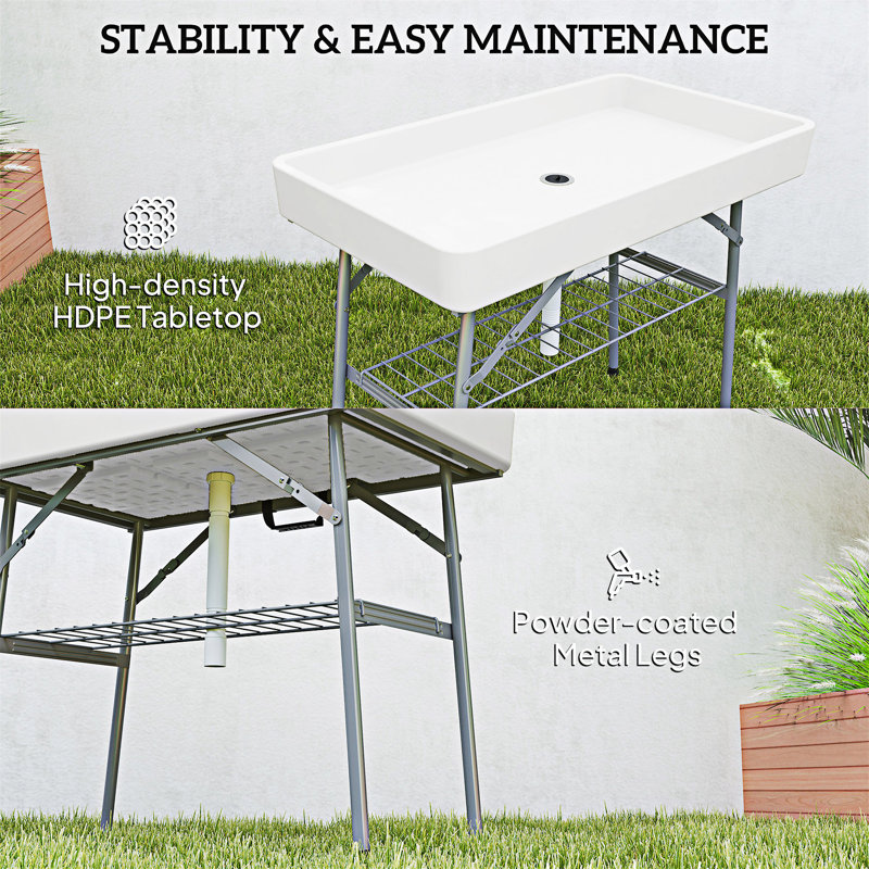 Table de glacière extérieure pliante, Blanc