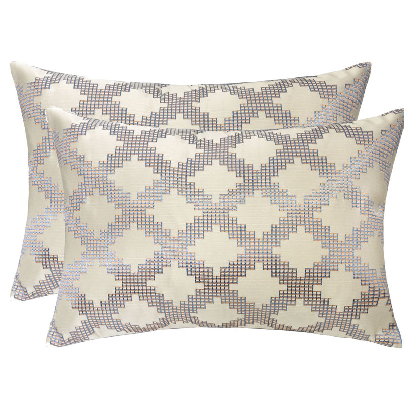 Geometric Outdoor Throw Pillow, Cream/Brown