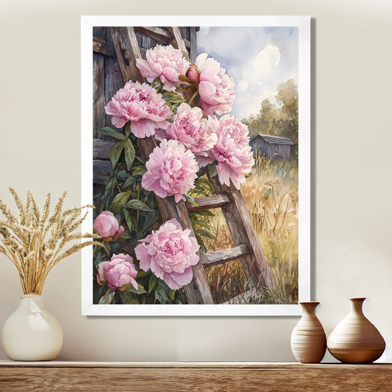 Ellerbe - impressions sur toile florales, H 32 po x l 24 po, Blanc, Picture Framed