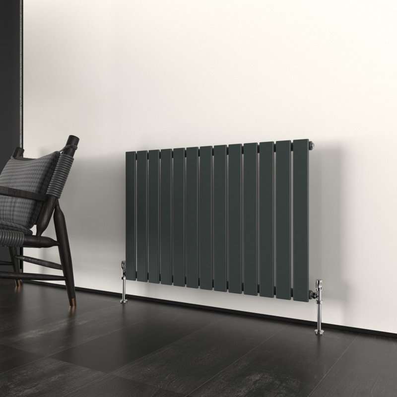 Flat Panel Central Heating Designer Radiator, 60cm H x 88.4cm W x 4.6cm D, Anthracite