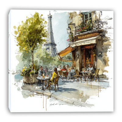 Cafe Terrace Paris Wrapped Canvas Wall Art