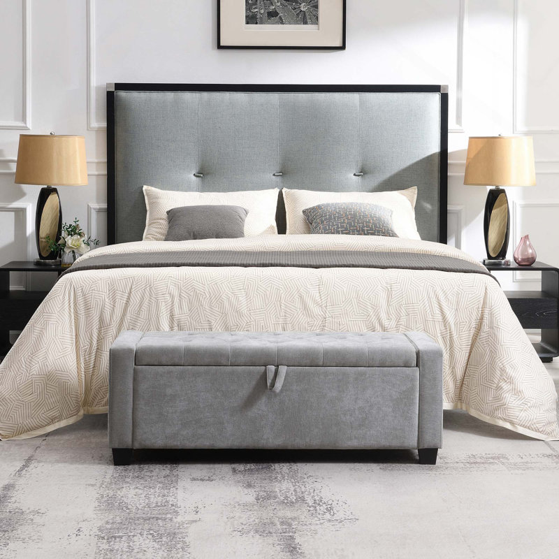 Banc repose-pieds avec rangement et charnière de sécurité pour le salon de la chambre à coucher Design moderne et polyvalent