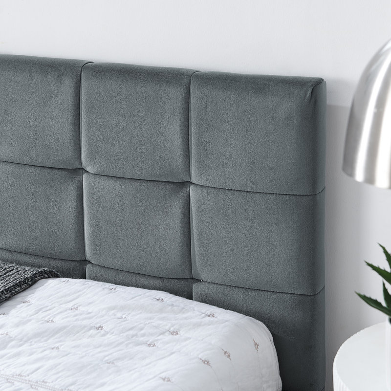 Structure de lit tapissier pour grand lit, Gris, Grand lit