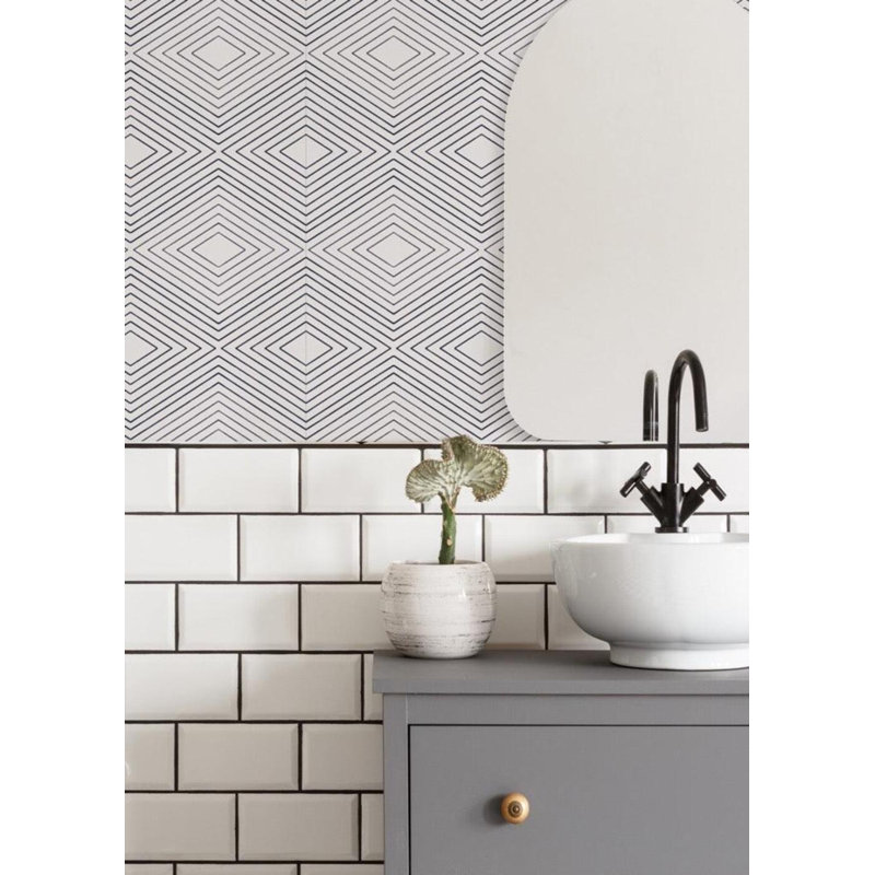 Huron 10' L x 24" W Wallpaper Roll, Quartz White, Faux Grasscloth, Non-pasted