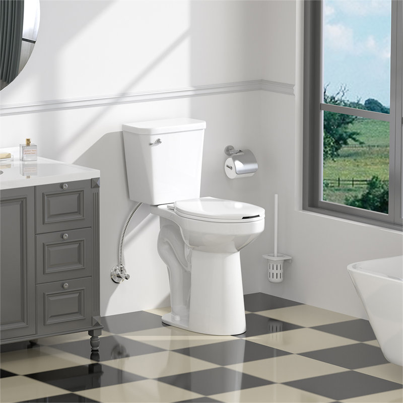 Toilette très haute 21 po | Toilette allongée deux pièces avec chasse d'eau puissante de 1,28 gallon par chasse | Toilette haute pour personnes à mobilité réduite