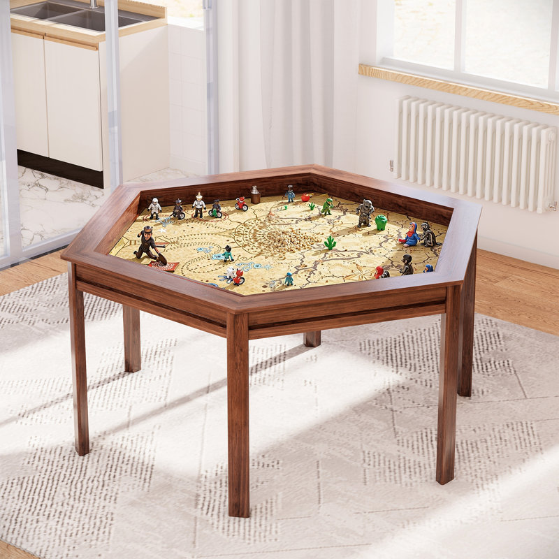 Table de jeu hexagonale pour 6 adultes, 59 po de large pour le poker, les jeux de société et les jeux de rôle