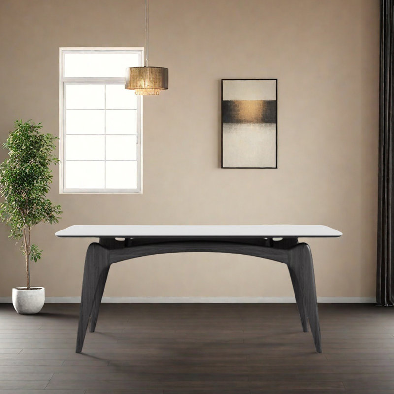 Table de salle à manger Modern, Noir, noir, noir, noir, H 29,56 po x L 55,11 po x l 31,49 po