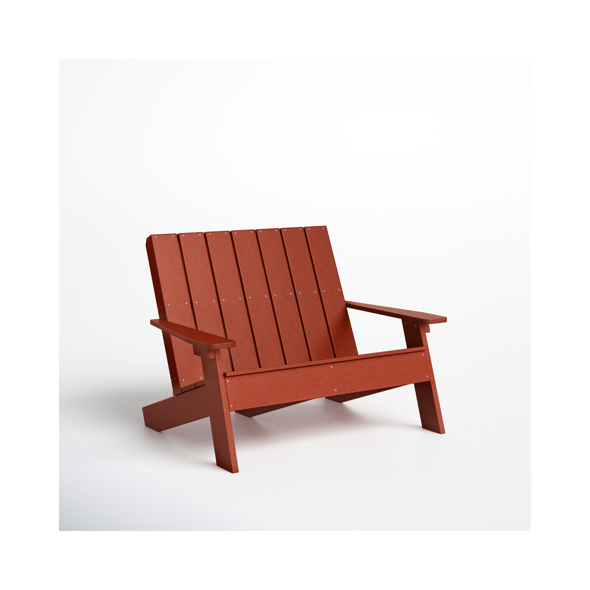 Byrnes Recycled Plastic Double Adirondack Loveseat, Rustic Red