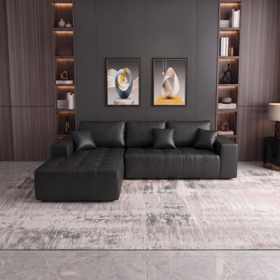 Canapé-lit modulaire en L convertible en coin avec méridienne à compression, aucun assemblage requis pour le salon