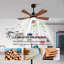 Ventilateur de plafond à 5 pales en bois massif avec lumière DEL et télécommande-236771334-236771350-236771363