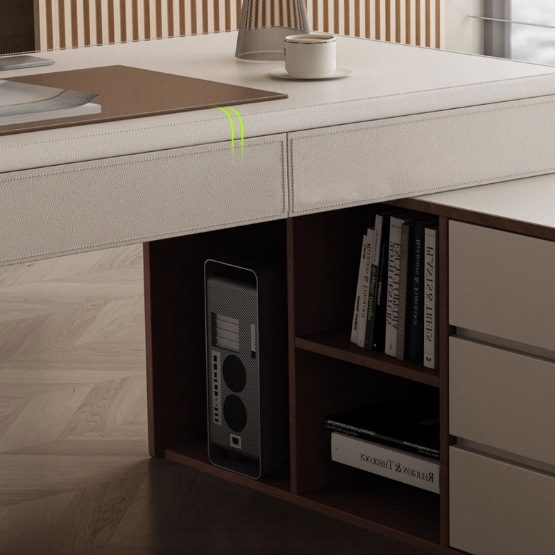 Bureau blanc en bois manufacturé en forme de L, H 29,53 po x l 62,99 po x P 27,56 po, Retour à droite