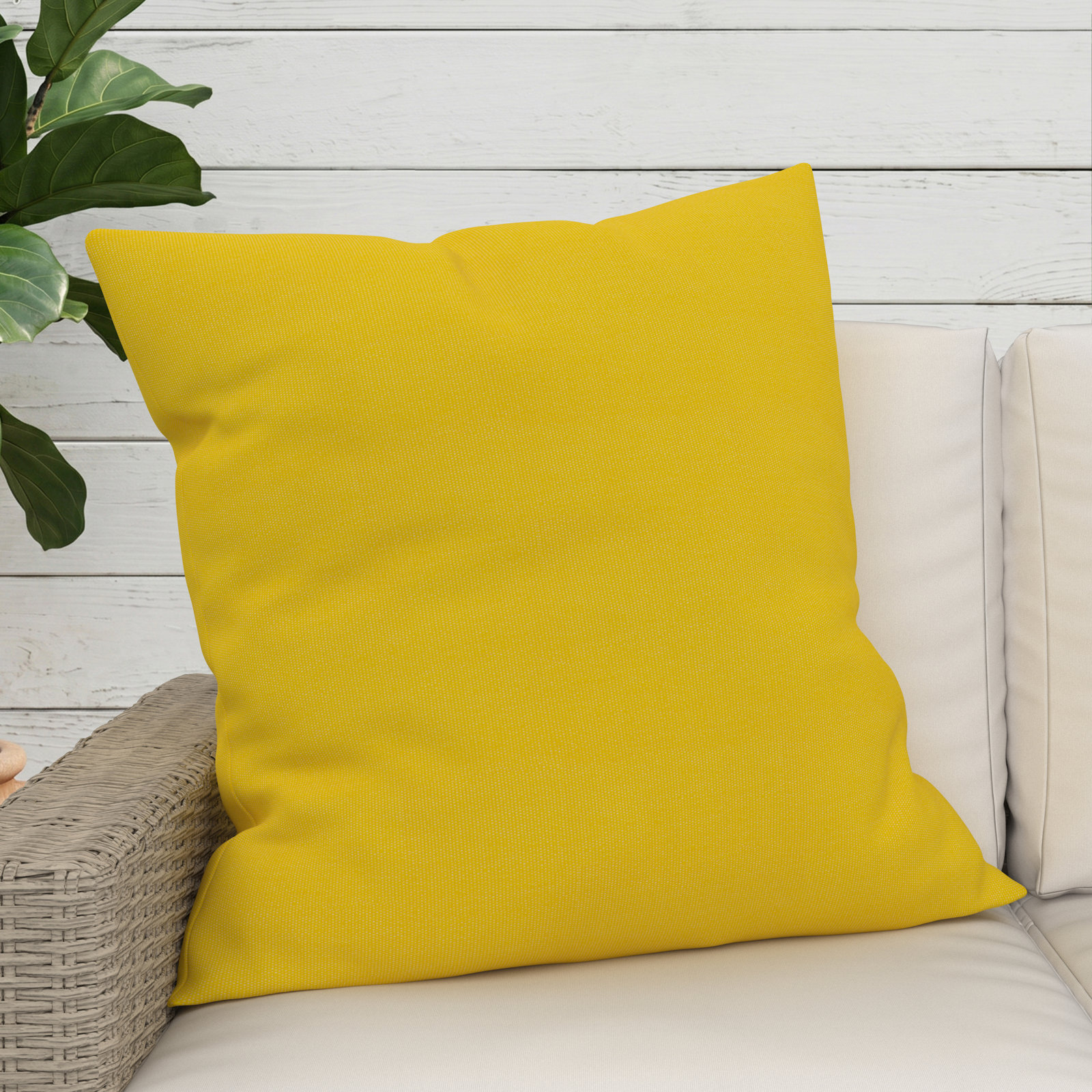 Sunbrella® Throw Pillow, Square 24", Sunbrella Canvas Sunflower Yellow