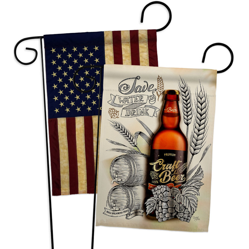 Drapeau de jardin artisanal en polyester 19 faces x H 19 x l 13