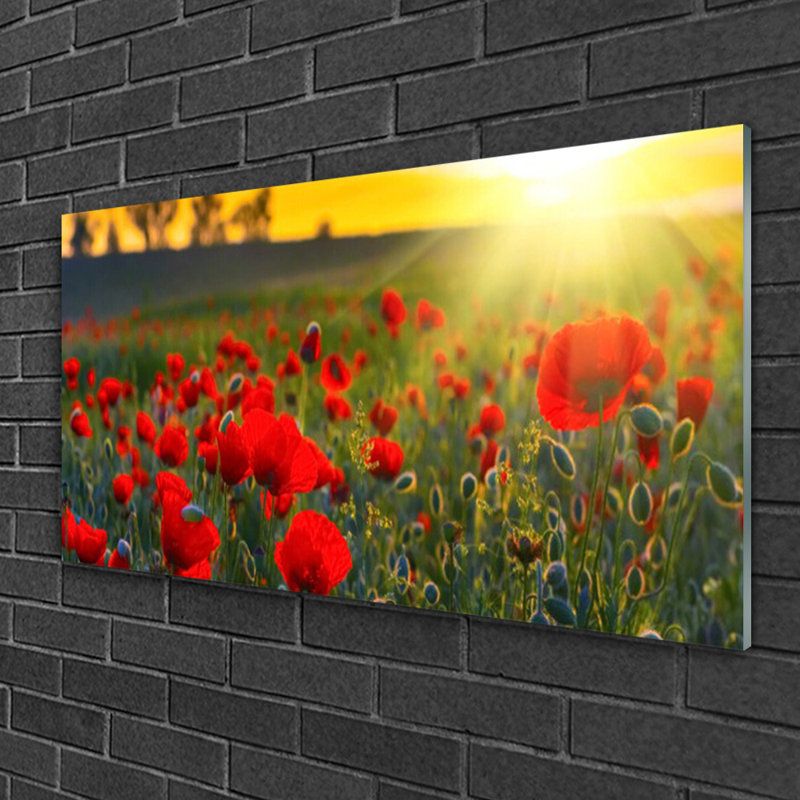 Nature Meadow Flowers 1 Piece Wall Art on Glass
