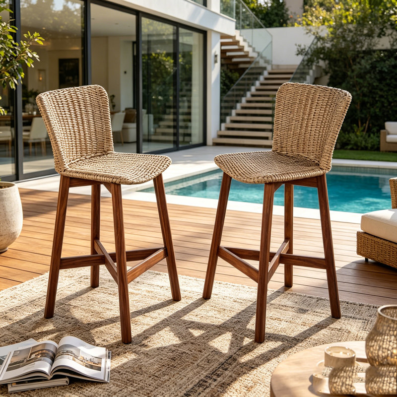 Tabouret d'extérieur, Brun clair, teck