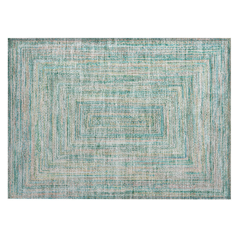 Machine Washable Indoor/Outdoor Xhevrie Teal Rug, Rectangle 1'8" x 2'6"