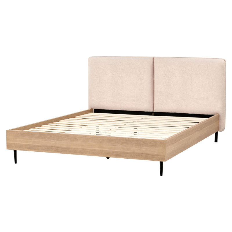 Bed Boucle LIMANTON 200 cm Beige, European Kingsize (160 x 200 cm)