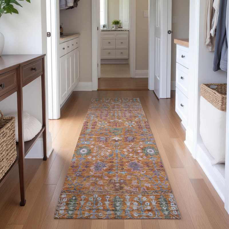 Tapis lavable à la machine de qualité supérieure Mayfield AMF2231, Orange, Tapis de couloir 2 pi 3 po x 7 pi 6 po