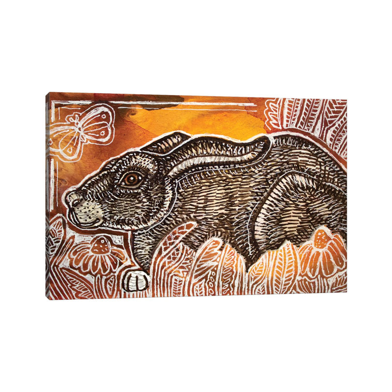 Crouching Rabbit by Lynnette Shelley - Wrapped Canvas Painting, 20.32 cm H x 30.48 cm W
