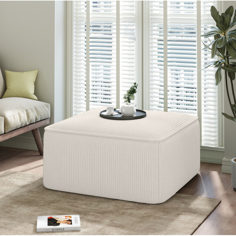 Repose-pieds rembourré carré, Beige