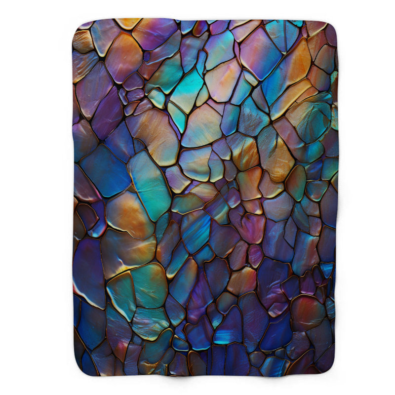 Motif de balise maritime - 1 pièce Sherpa Premium, L 50 po x L 60 po, Motifs opale arc-en-ciel