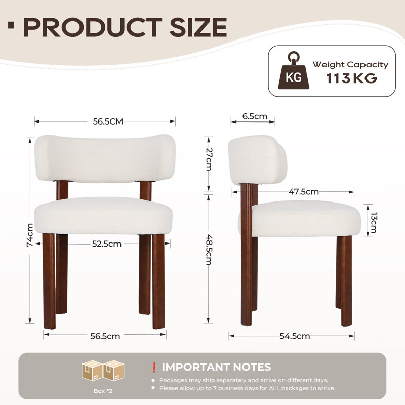 48.5cm H Upholstered Upholstered Back Side Chair, Beige Fabric