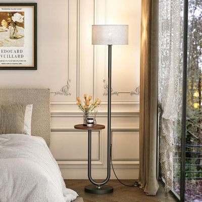 Floor Lamp With Table Brown