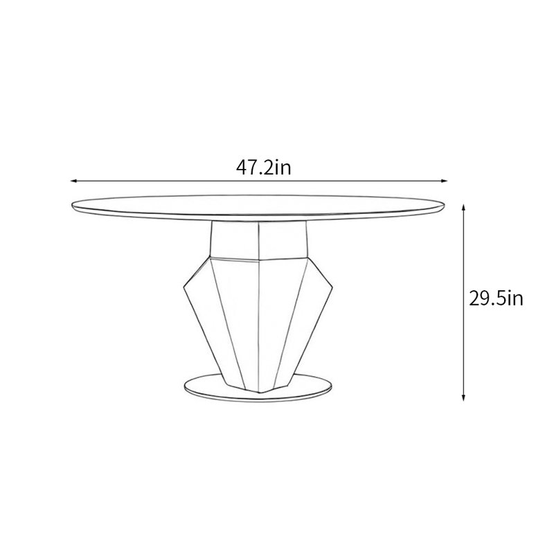 Italian modern simple round dining table, 29.5"H x 47.2"L x 47.2"W