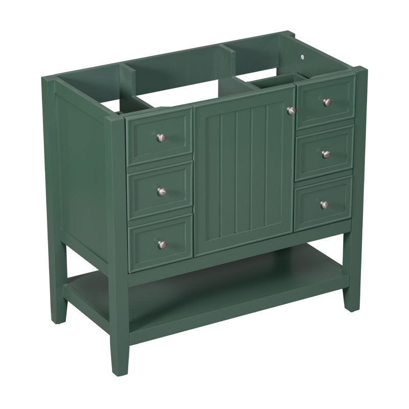 36" Green Painted Freestanding Bathroom Vanity with Drawers
