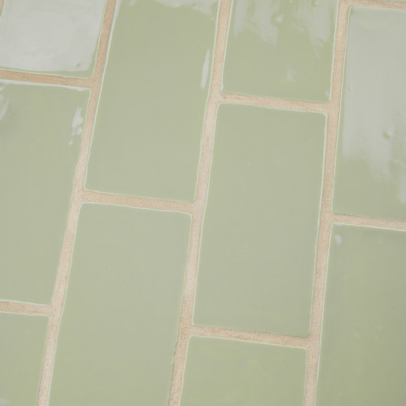 Chester 3" x 6" Ceramic Subway Wall Tile, Sage Green