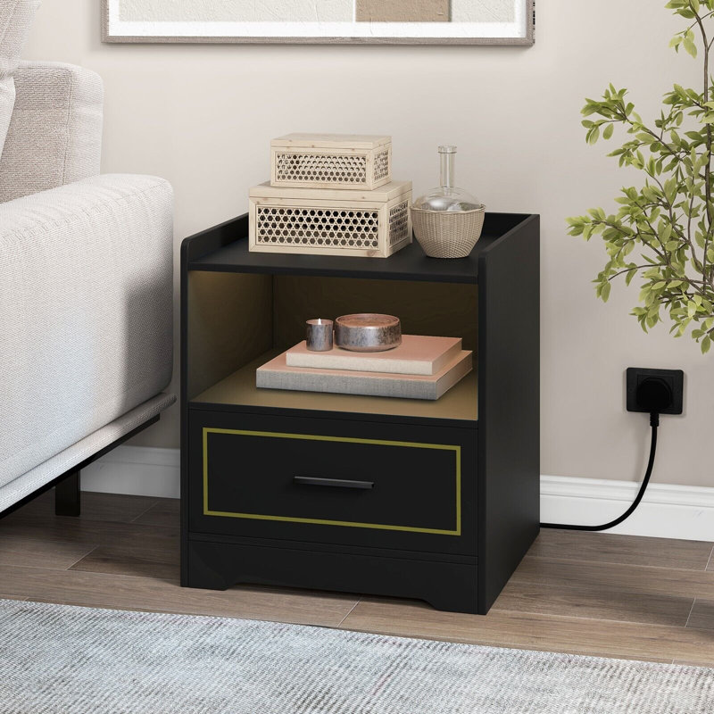 Neomi 45cm W Manufactured Wood Bedside Table