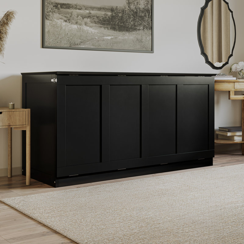 Coffre-lit escamotable en bois avec matelas de 6 po Westfield, Noir, Queen