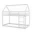 Lit superposé simple au-dessus d'un lit simple avec toit et échelle de style maison, lit superposé mezzanine équipé de barrières de sécurité-312104354