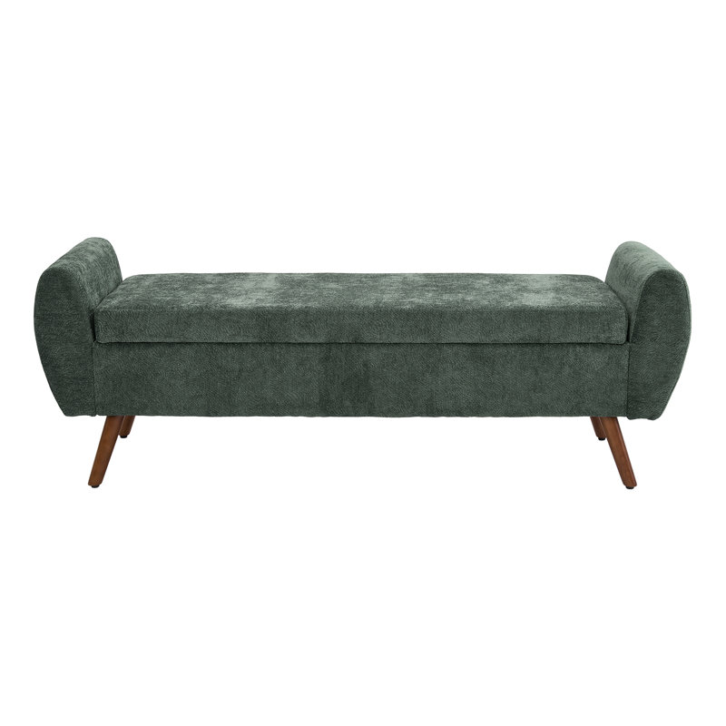 Upholstered Storage Bench with Wood Legs