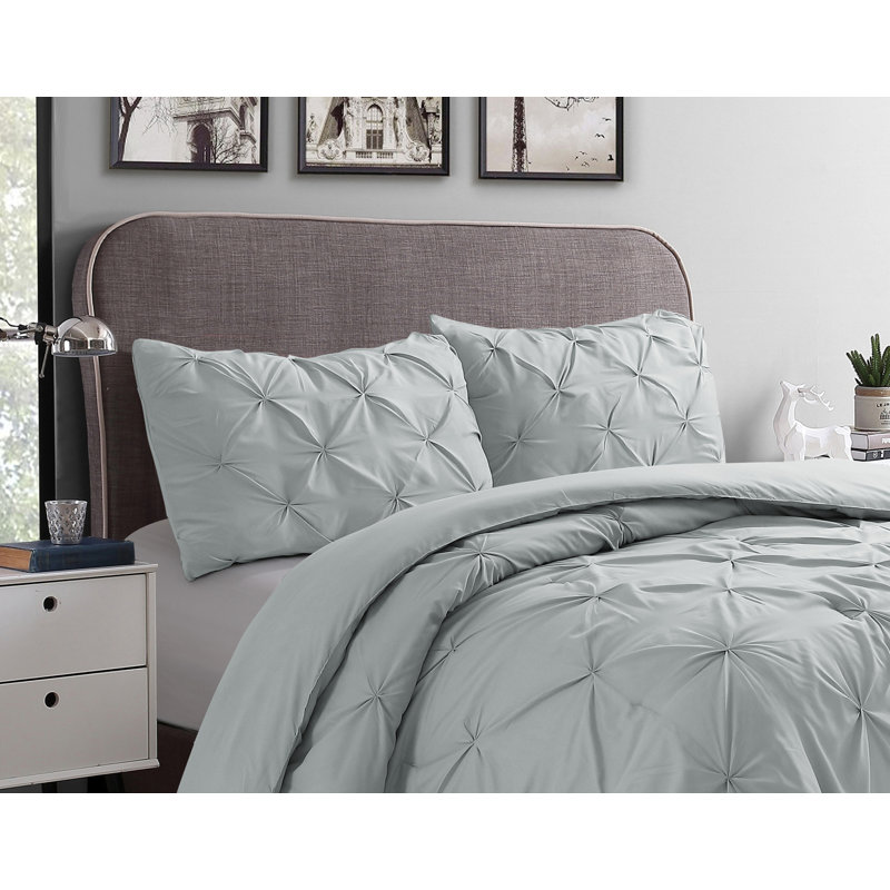 Ensemble d'édredon de 3 pièces en microfibre à nervures Swift Home - couleurs unies et motifs rayés - toutes saisons, durable, facile d'entretien