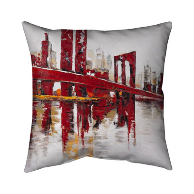 Abstract and industrial red bridge - 18"x18" Throw pillow cover - Poly twill - Print on demand
