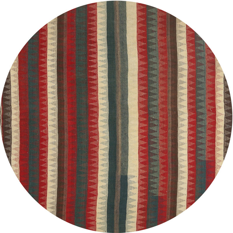 Tapis rouge/vert/brun zone contemporaine, Rond 4 pi