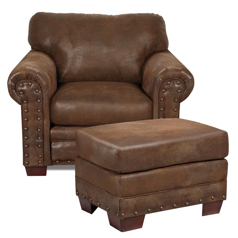 Jailiyah Upholstered Accent Chair with Ottoman, Buckskin Microfiber / Microsuede
