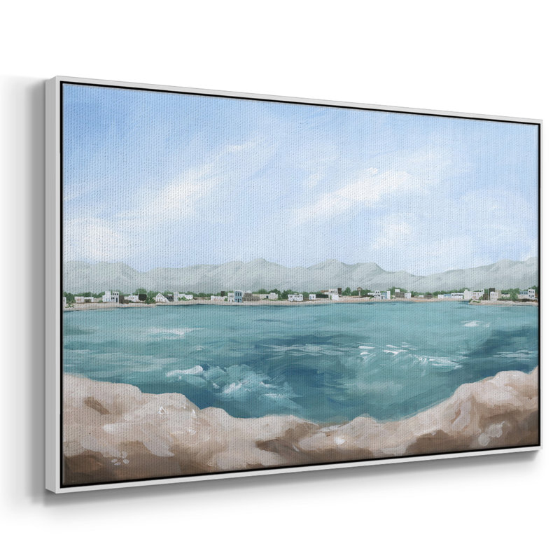 Turquoise Isle III, reproduction d'art sur toile, H 17 po x l 25 po x P 2 po, Blanc
