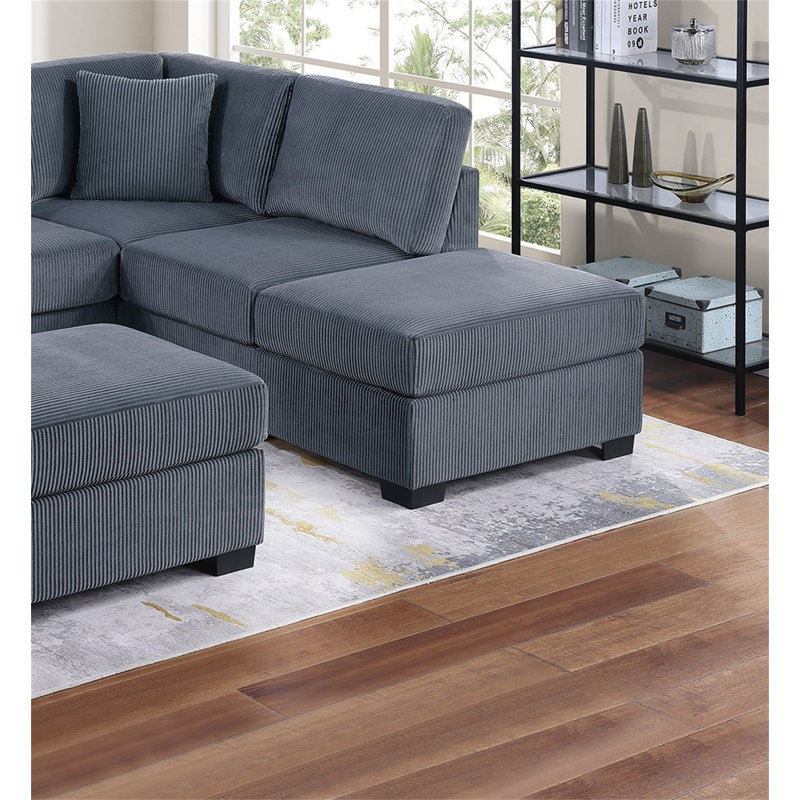 Ensemble de canapé modulaire Contemporary, Velours côtelé gris foncé